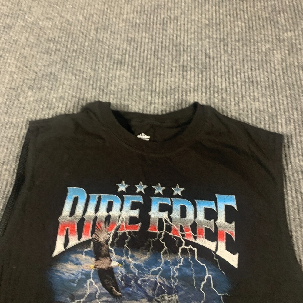 Celebrate Patriotic T Shirt Men's L Black Motorcycle Biker Sleeveless Ride Free - Picture 5 of 11